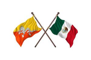 Butão contra México duas bandeiras de país foto