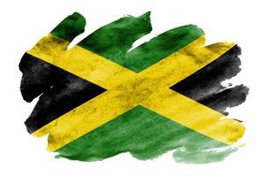 bandeira da jamaica é retratada em estilo aquarela líquido isolado no fundo branco foto