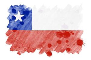 bandeira do chile é retratada em estilo aquarela líquido isolado no fundo branco foto