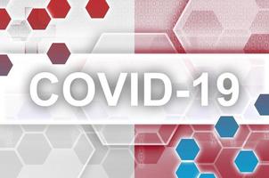 bandeira de malta e composição abstrata digital futurista com inscrição covid-19. conceito de surto de coronavírus foto