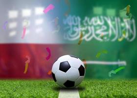 competição da copa de futebol entre a polônia nacional e a arábia saudita nacional. foto