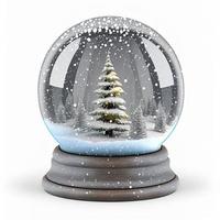 globo de neve de Natal 3D em fundo branco isolado. feriado, celebração, dezembro, feliz natal foto