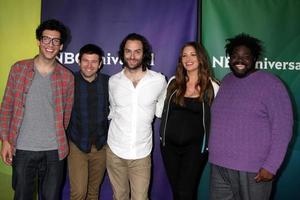 las vegas, 8 de abril - rick glassman, brent morin, chris d ella, bianca kajlich, ron funches no dia da imprensa de verão da nbcuniversal no hotel huntington langham em 8 de abril de 2014 em pasadena, ca foto