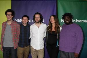 las vegas, 8 de abril - rick glassman, brent morin, chris d ella, bianca kajlich, ron funches no dia da imprensa de verão da nbcuniversal no hotel huntington langham em 8 de abril de 2014 em pasadena, ca foto