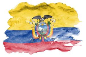 bandeira do equador é retratada em estilo aquarela líquido isolado no fundo branco foto