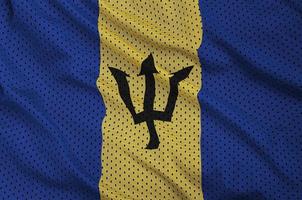 bandeira de barbados impressa em um tecido de malha de poliéster nylon sportswear foto