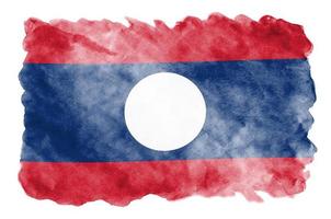 bandeira do laos é retratada em estilo aquarela líquido isolado no fundo branco foto