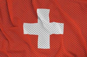 bandeira da suíça impressa em uma malha de poliéster nylon sportswear fa foto
