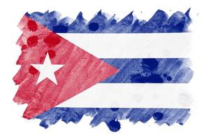 bandeira de cuba é retratada em estilo aquarela líquido isolado no fundo branco foto