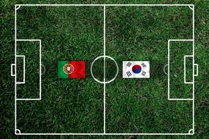 competição da taça de futebol entre a nacional portuguesa e a nacional da coreia do sul. foto