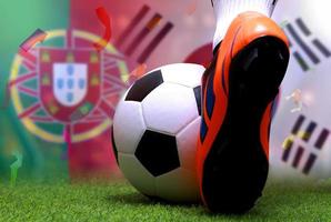 competição da taça de futebol entre a nacional portuguesa e a nacional da coreia do sul. foto