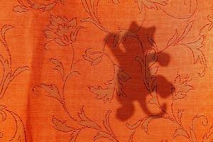 silhueta de gato da luz do sol na cortina, textura e fundo foto
