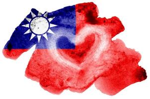 bandeira de taiwan é retratada em estilo aquarela líquido isolado no fundo branco foto