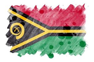 bandeira de vanuatu é retratada em estilo aquarela líquido isolado no fundo branco foto