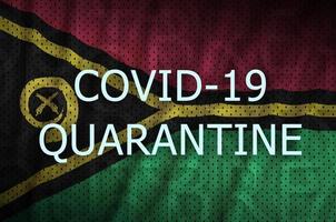 bandeira de vanuatu e inscrição de quarentena covid-19. coronavírus ou vírus 2019-ncov foto