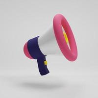 ilustração de renderização 3D cartoon megafone mínimo, publicidade de alto-falante ou banner de promoção foto