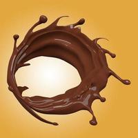 Respingo de redemoinho ondulação de chocolate ao leite 3D isolado no fundo marrom. ilustração de renderização 3D, incluir caminho de recorte foto