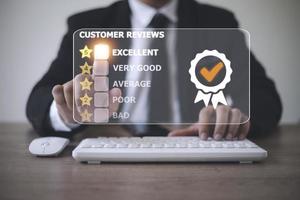 comentários de clientes boas ideias de classificação, comentários de clientes por sugestões de cinco estrelas, feedback positivo dos clientes. foto