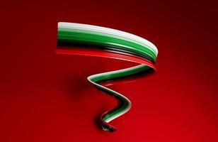 bandeira dos Emirados Árabes Unidos cores fita espiral abstrato. ilustração 3D. foto