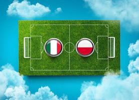 méxico vs polônia versus conceito de futebol de banner de tela. estádio de campo de futebol, ilustração 3d foto