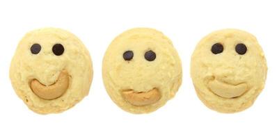 conjunto de biscoitos sorridentes isolados no branco foto