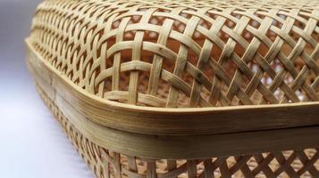 detalhe fechar cesta de vime, artesanal tradicional usado para fins múltiplos.