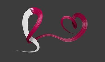 fita de cores da bandeira do qatar fazendo arco em forma de coração para o mês de conscientização do câncer ilustração 3d foto