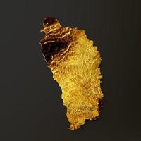 dominica mapa metal dourado cor altura mapa plano de fundo ilustração 3d foto