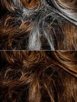 envelhecimento prematuro do cabelo, envelhecimento, coloração ou tratamento especial de recuperação foto