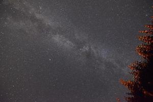 via láctea de verão nos alpes com um céu claro e muitas estrelas foto