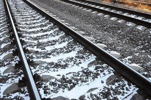 detalhes da ferrovia de inverno foto