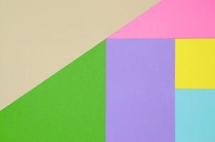 fundo de textura de cores pastel da moda. papéis de padrão geométrico rosa, violeta, amarelo, verde, bege e azul. resumo mínimo foto