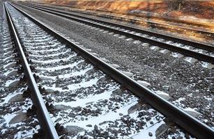 detalhes da ferrovia de inverno foto