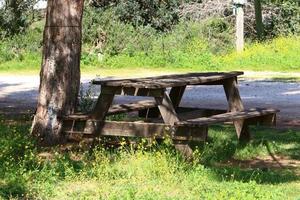 banco para descanso em um parque da cidade em israel. foto