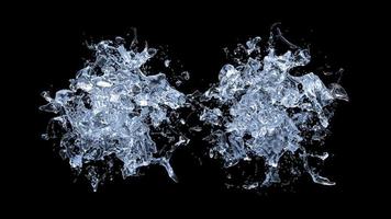 respingos de água com gotas em fundo preto. ilustração 3D. foto