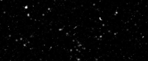 neve caindo realista diferente ou flocos de neve. neve caindo isolada no fundo preto. ilustração de queda de neve de inverno. luzes de bokeh em fundo preto, flocos de neve voando no ar. neve à noite. foto
