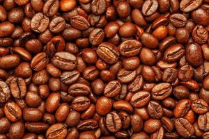 grãos de café torrados frescos e aromáticos, podem ser usados como pano de fundo. foto