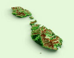 malta mapa topográfico 3d mapa realista cor ilustração 3d foto