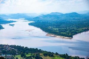 vista superior do rio maklong, o modo de vida tailandês, nong khai, tailândia foto