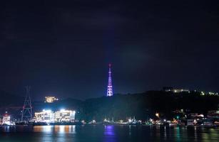visão noturna de yeosu, província de jeolla do sul, coreia foto