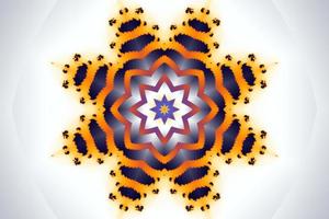 Ilustração 3D de um zoom de caleidoscópio no fractal de conjunto de mandelbrot matemático infinito. foto
