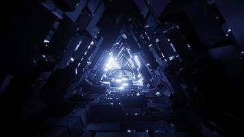 um túnel espacial de triângulo com ilustração 3D com textura foto