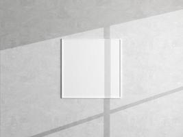 maquete de moldura de pôster mínimo pendurada na parede branca. maquete de quadro em branco. quadro limpo, moderno e minimalista. renderização 3D. foto