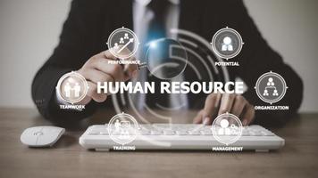 conceito de headhunting de emprego de recrutamento de gestão de recursos humanos. foto