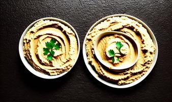 comida saudável. hummus orgânico feito na hora tradicional. foto