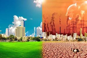 conceito de mudança climática e condições ambientais de efeito estufa e aquecimento global, crise hídrica, problemas de poluição. foto