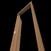 porta isolada de madeira aberta, renderização de ilustração 3d de madeira fechada foto
