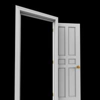 porta isolada aberta renderização de ilustração 3d fechada foto