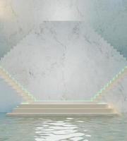 escada de simetria com ilustração de renderização 3d de plataforma plana em branco foto