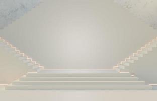 escada branca com ilustração de renderização 3d de plataforma plana em branco foto